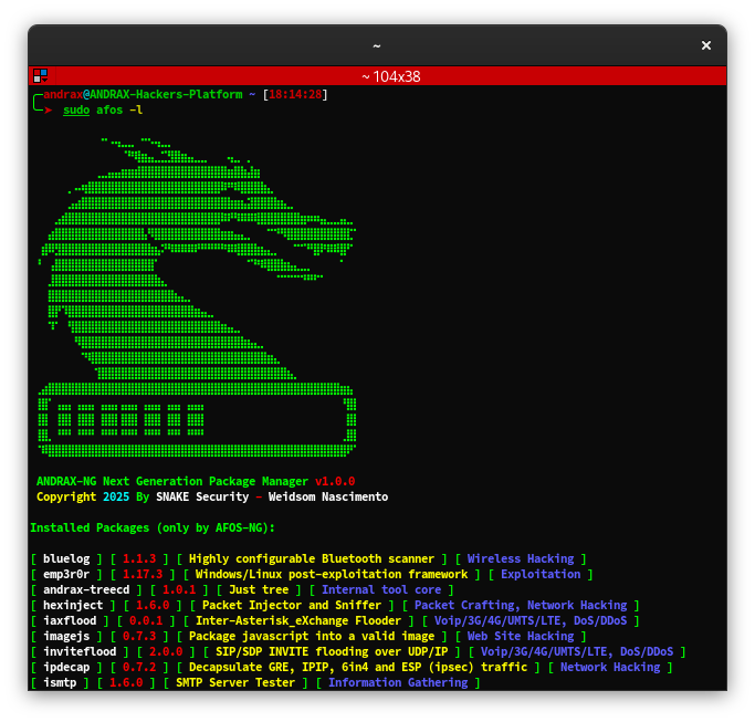 AFOS-NG list installed packages