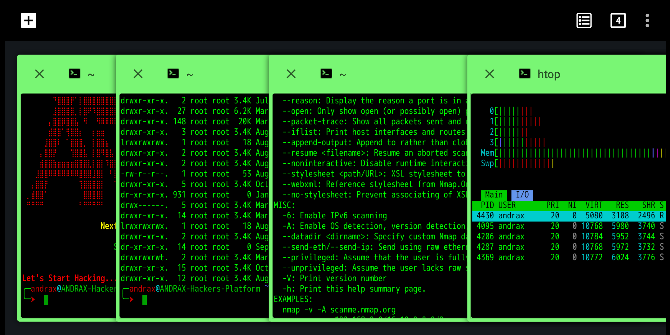 ANDRAX-NG Dragon Terminal Advanced Window System