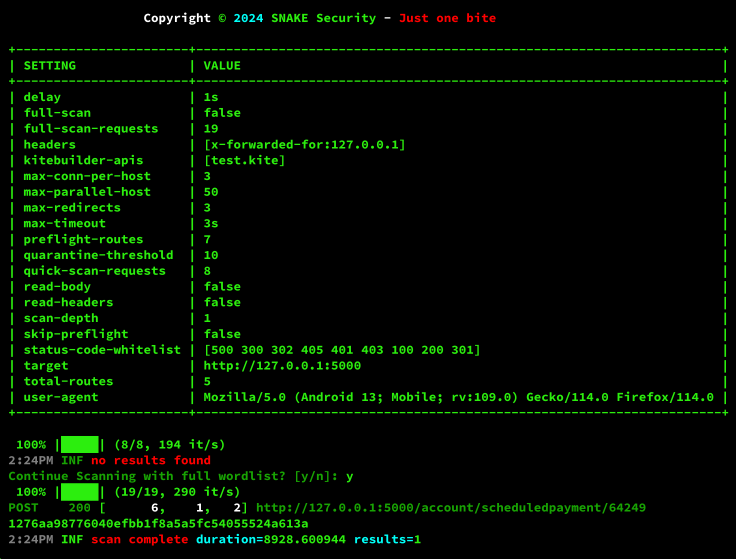 Shadow-Spotter Scan Command Output